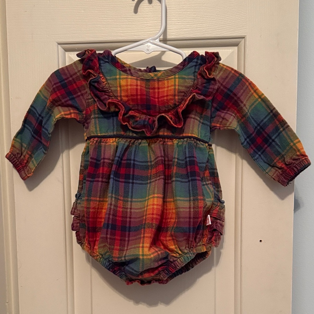 Ruffle Butts Adorable Storybook Rainbow Plaid Bubble